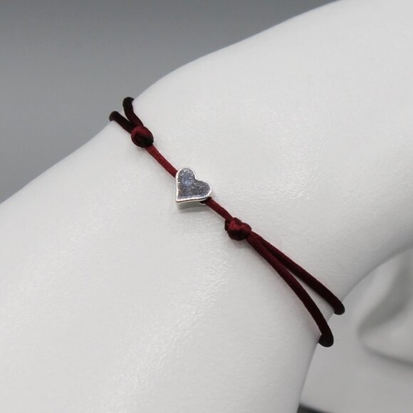Jewelry heart burgundy silver string bracelet adjustable fashion delicate brand - Picture 3 of 7